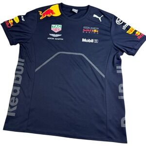 Puma Red Bull Racing F1 Team Shirt Mens XL Navy Mobil 1 TAG Heuer Sponsors